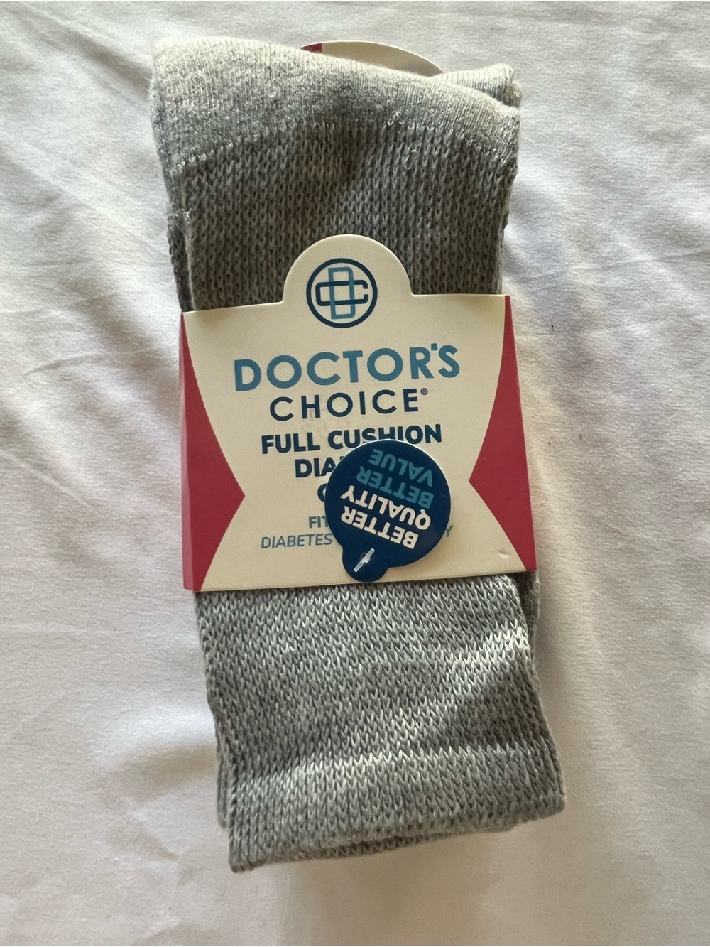 NEW Doctor’s Choice Full Cushion Diabetic Crew Socks Gray 4-Pack Medium 9-11